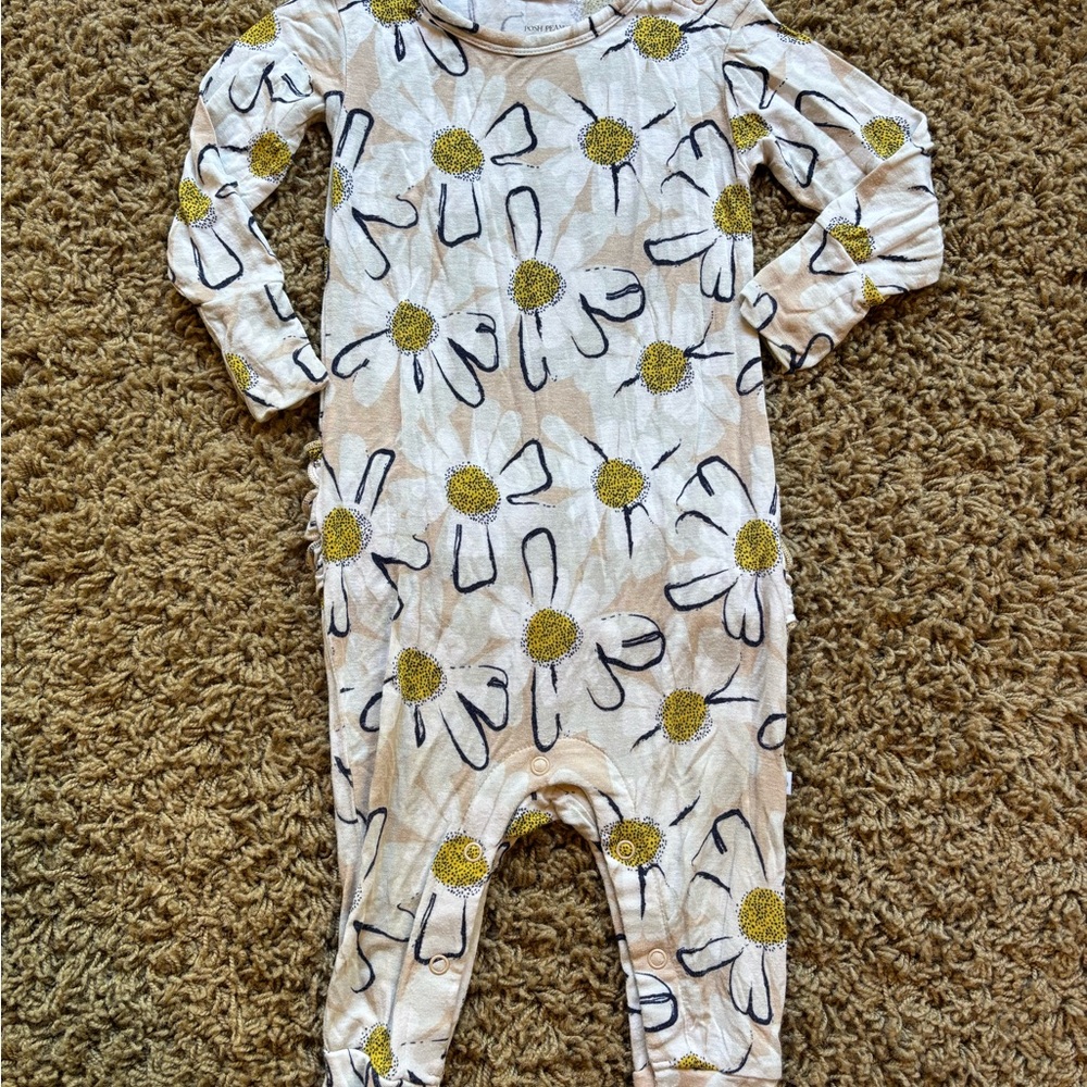 Posh Peanut Cream Floral Kids Footie